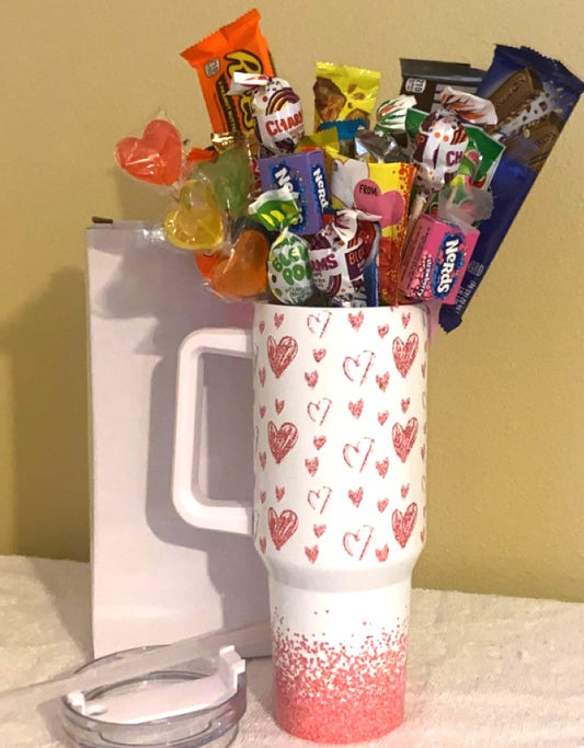 Candy Bouquet with a Heart Shaped Cup