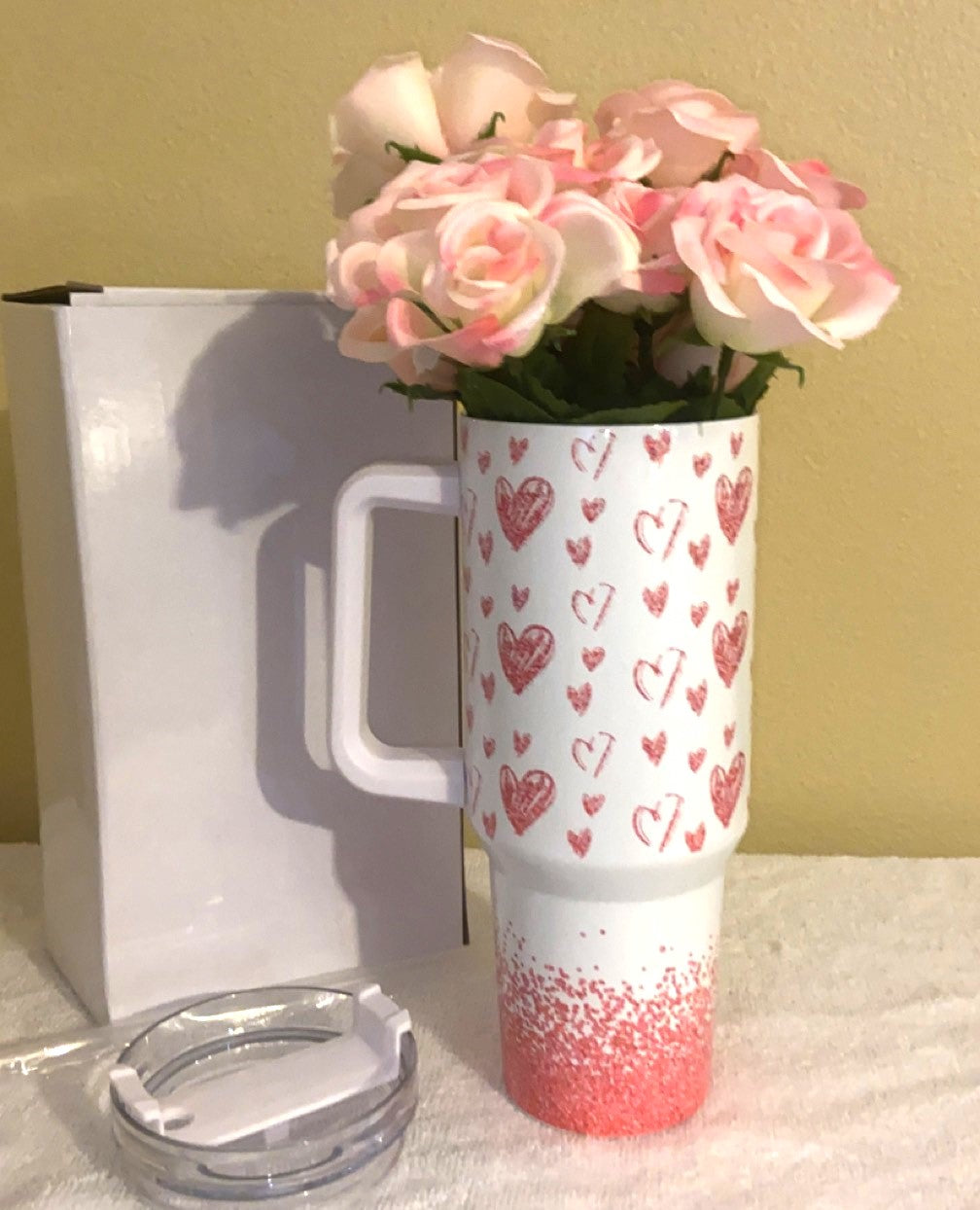 40oz Tumbler Cup with lid Plus Roses